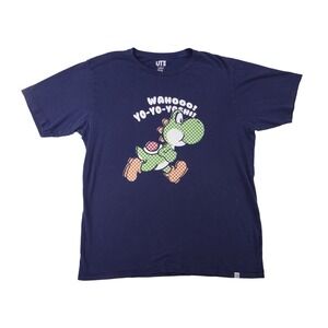 Uniqlo Nintendo Mario Yoshi Wahoo Yo Yo Yoshi Graphic T‎ Shirt Mens Large Navy